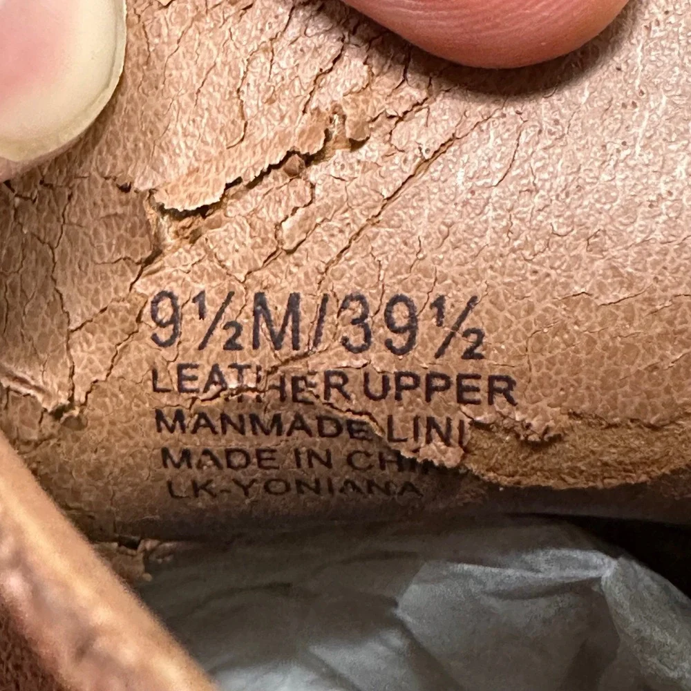 Lucky Brand Yoniana Womens 9.5 Brown Suede Wedge Ankle Booties LK-YONIANA Cognac